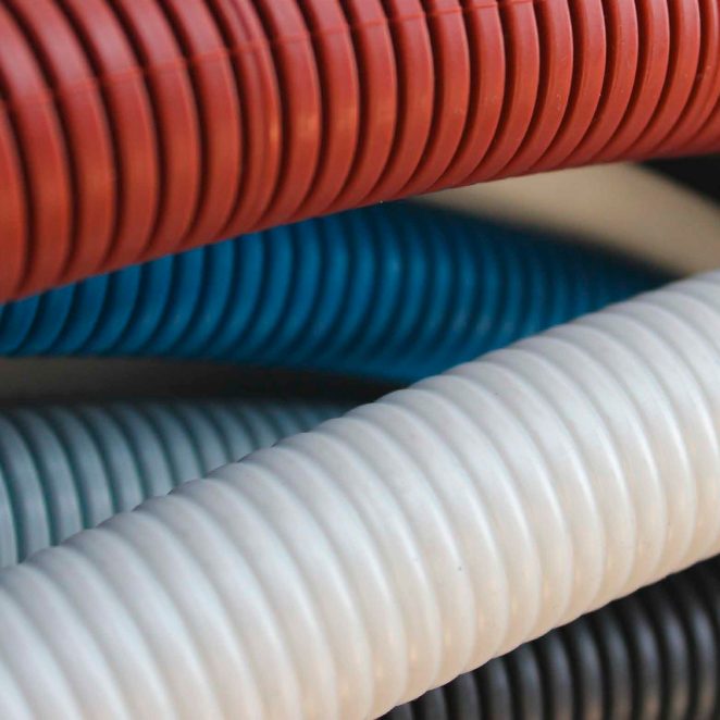 Pipes for cable protection - Kabuplast, red, blue and black color
