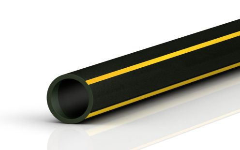 PE 100 gas pipe black color with yellow lines