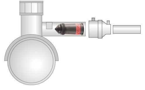 Gas-Stop integrated into the certified part of the pipe. Adapter made of PE 100