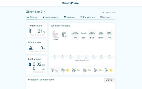 Smart raineo meter portal screenshot. Shows cover page and menu.